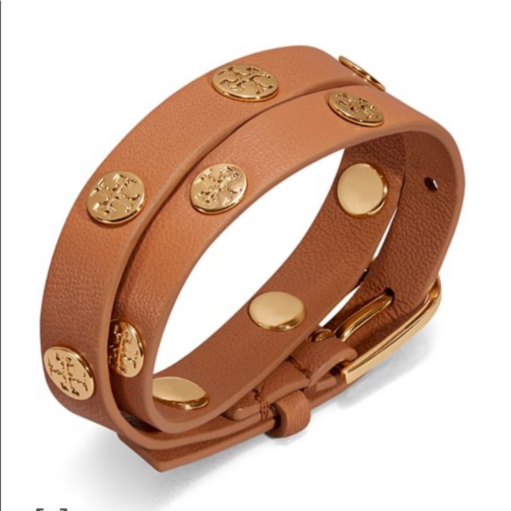 Tory Burch Double Wrap Logo Stud Bracelet